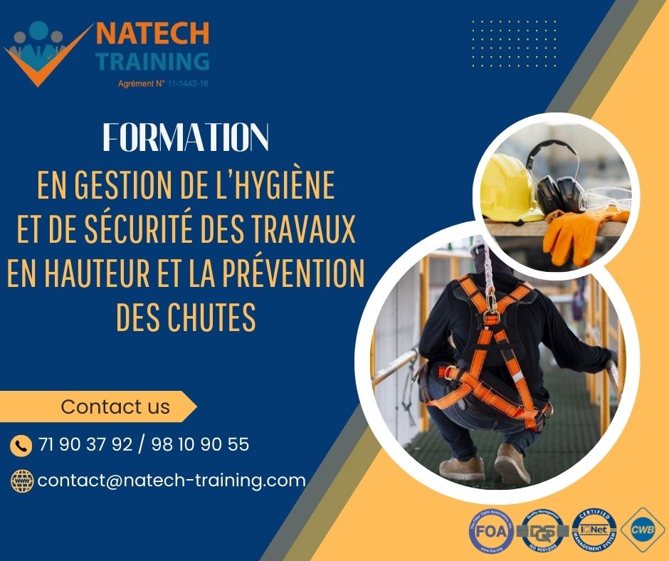 Formation en gestion de l'hygiène et de sécurité des travaux en hauteur et la prévention des chutes